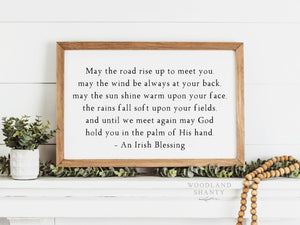 May the Road Rise to Meet You Irish Blessing Sign | St. Patricks Day Decor Sign