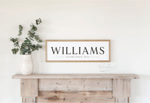 Last Name Sign, Personalized Modern Last Name Sign with Established Year, Wedding Gift, Farmhouse Entryway Decor, Entryway Sign, Foyer Sign