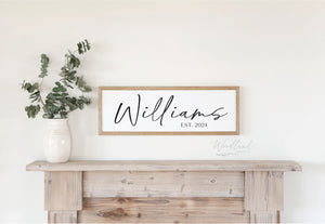 Last Name Sign, Personalized Modern Last Name Sign with Established Year, Wedding Gift, Bridal Shower Gift, Housewarming Gift, Entryway Sign