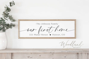 Our First Home Sign, Personalized Housewarming Gift, New Home Sign, Realtor Gift, Realtor Gift Idea, Housewarming Gift Idea