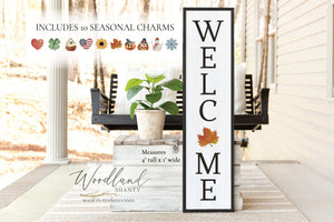 Welcome Porch Sign with Interchangeable Pieces, Front Door Welcome Sign, Front Porch Decor, Housewarming Gift, Seasonal Porch Decor Charms