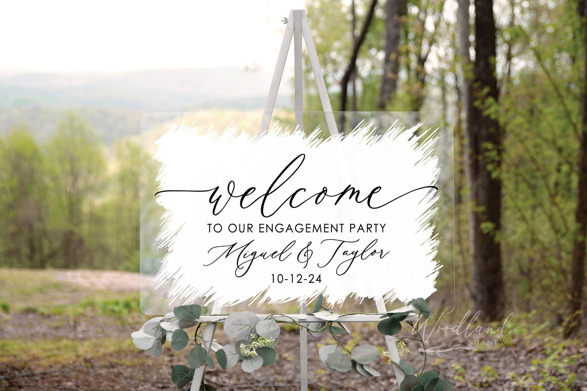 Welcome to our Engagement Party Sign, Personalized Welcome Sign, Brushed Acrylic Party Sign, Wedding Decor, Modern Wedding Welcome Sign