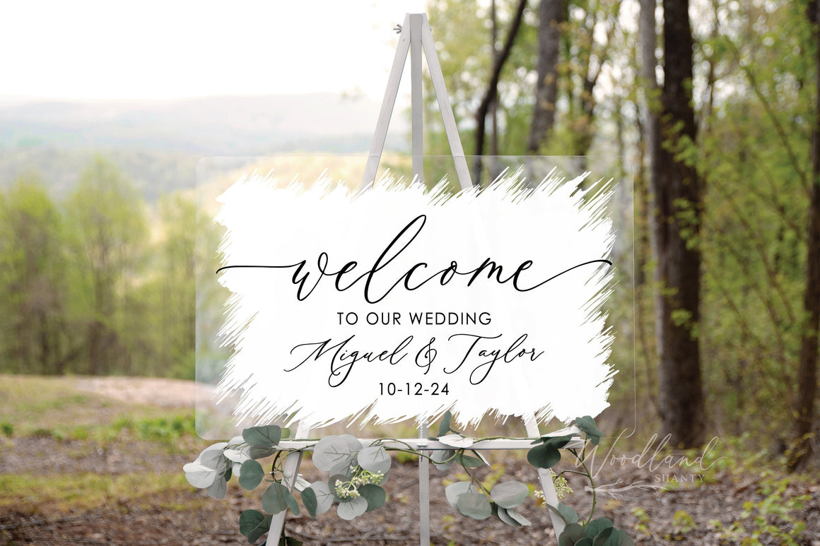 Welcome Wedding Sign, Personalized Welcome to our Wedding Sign, Brushed Acrylic Wedding Sign, Wedding Decor, Modern Wedding Welcome Sign