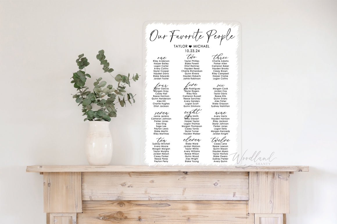 Wedding Seating Chart Sign, Acrylic Wedding Seating Chart, Our Favorite People, Custom Seating Chart Sign
