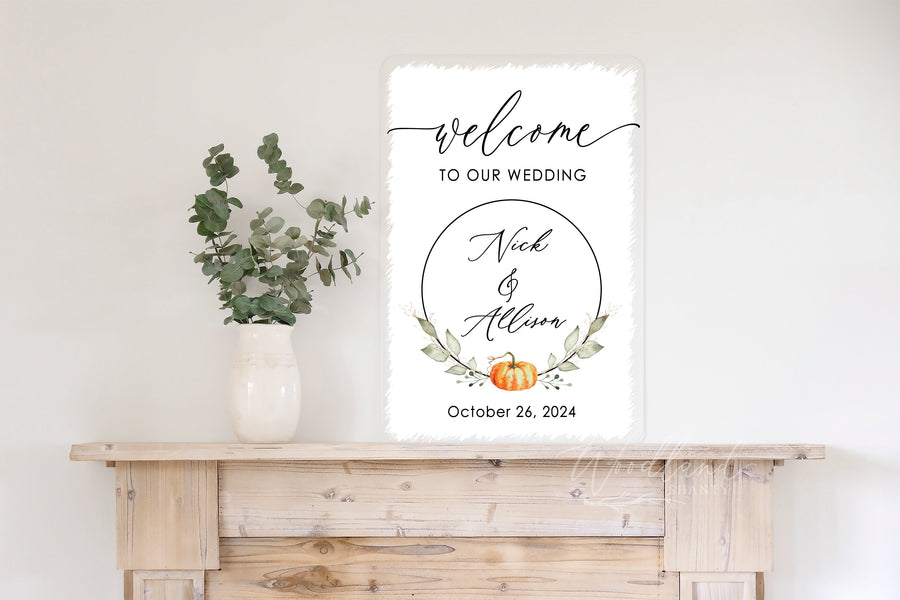 Acrylic Welcome to our Wedding Sign, Fall Wedding Decor, Fall Welcome Wedding Sign