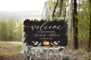 Fall Welcome To Our Wedding Sign, Personalized Fall Welcome Wedding Decor
