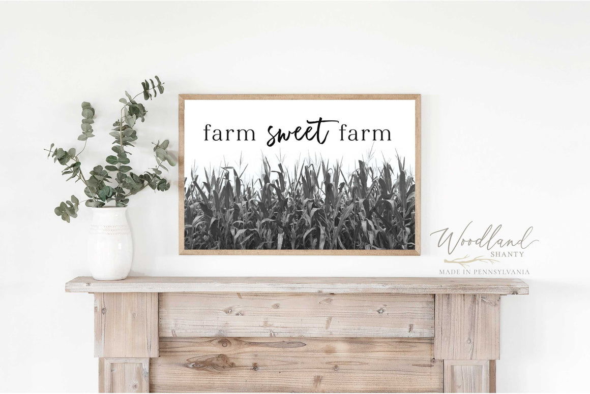 Farm Sweet Farm Sign, Farm Wall Art, Farmer Decor, Farm Decor, Farmhouse Decor, Corn Wall Art, Gift for Farmer, Corn Farmer