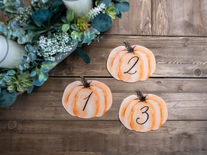 Pumpkin Table Numbers, Fall Wedding Table Numbers, Fall Themed Wedding Table Decor, Table Numbers, Pumpkin Wedding Decor