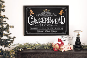 Gingerbread Baking Company Sign, Gingerbread Bakery Sign, North Pole Bakery, Christmas Kitchen Decor, Christmas Sign