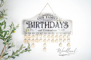 Perpetual Family Birthday Calendar Sign, Days to Remember Sign, Grandma Gift, Gift for Mom, Mother's Day Gift, French Contemporary Wall Art