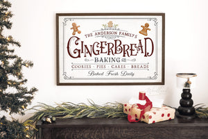 Personalized Gingerbread Baking Company Sign, Gingerbread Bakery Sign, North Pole Bakery, Christmas Kitchen Decor, Christmas Sign