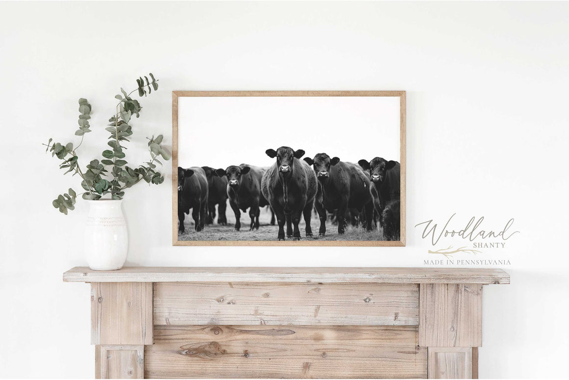 Framed Cow Print Wall Art