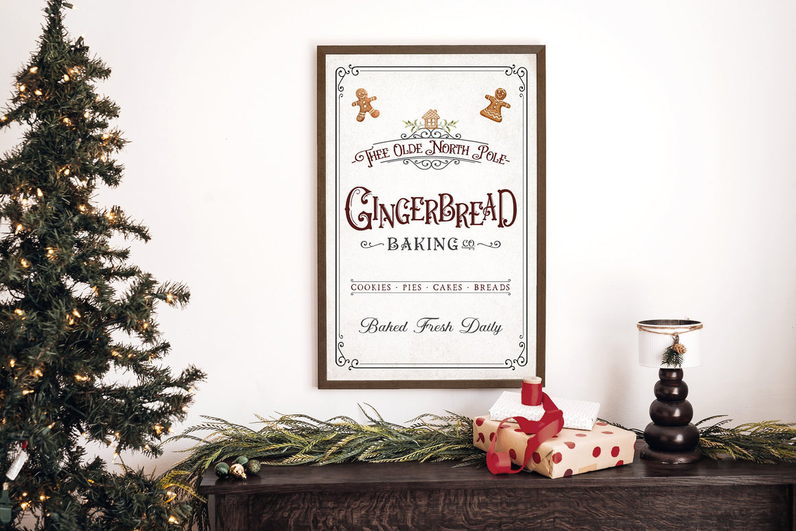 Gingerbread Baking Company Sign, Gingerbread Christmas Themed Decor