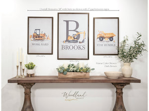 Set of 3 Framed Personalized Construction Name Signs