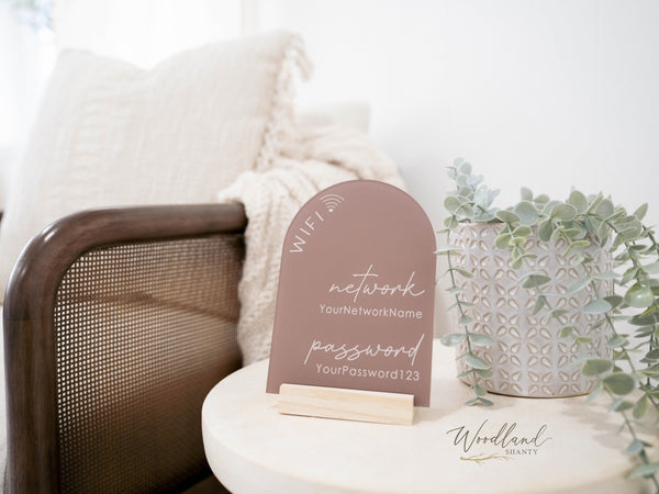 Custom Arch Wifi Sign with Network Name and Password - Woodland Shanty
