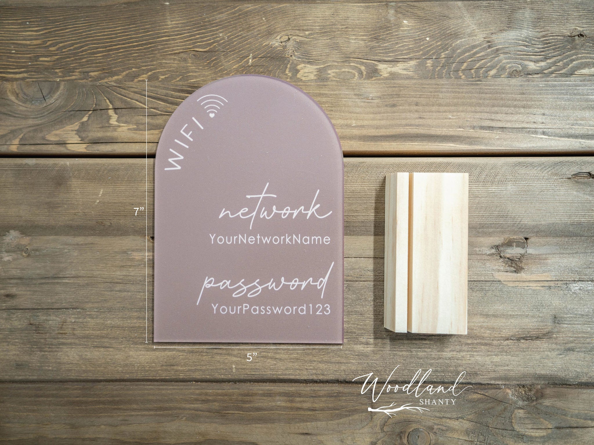 Custom Arch Wifi Sign with Network Name and Password - Woodland Shanty