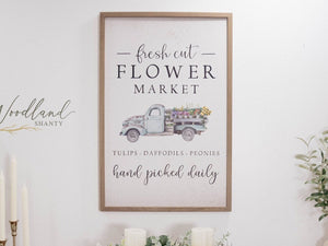 Fresh Cut Flower Market Spring Sign | Spring Decor | Farmhouse Spring Decor| Flowers Sign