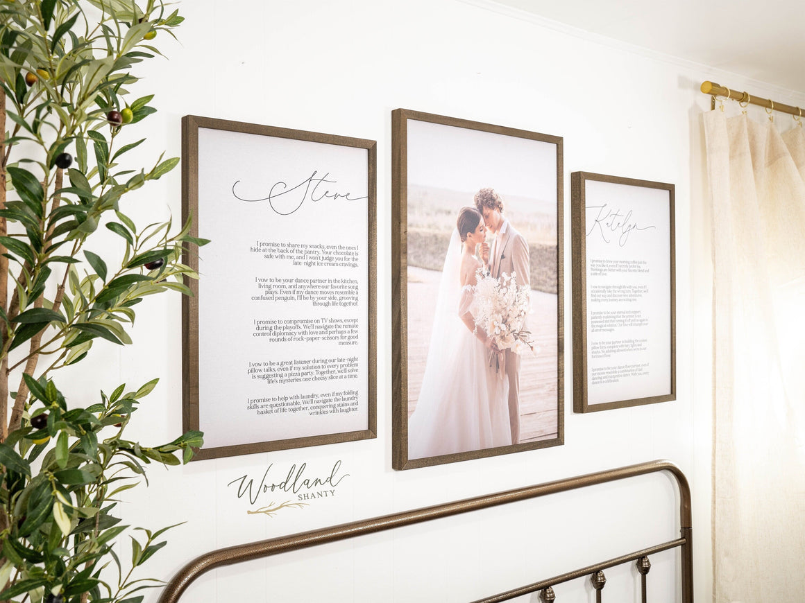 framed wedding vows, wedding vow prints, wedding photo print, framed wedding photo