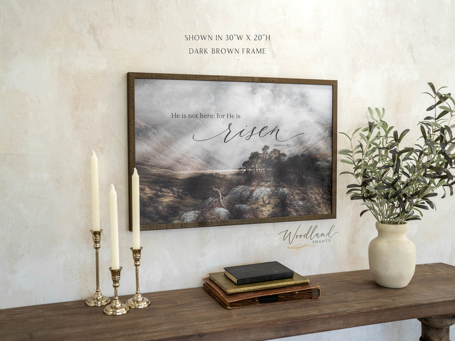 He is Risen Sign, He is not here, for He is Risen Wall Art