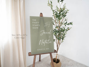The Party Starts Now Wedding Sign, Welcome Wedding Reception Acrylic Sign, Personalized Wedding Sign, Personalized Wedding Reception Decor