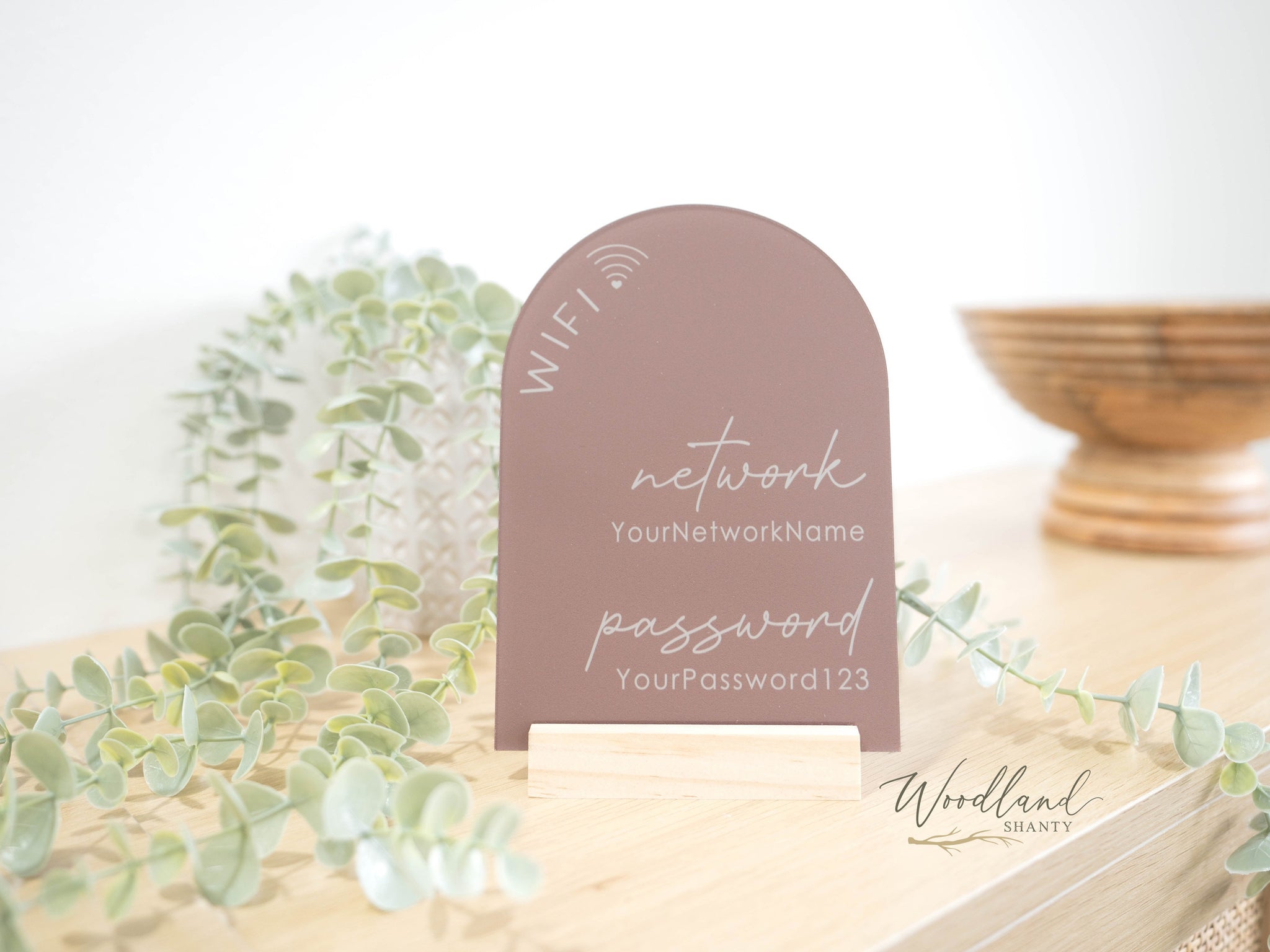 Custom Arch Wifi Sign with Network Name and Password - Woodland Shanty