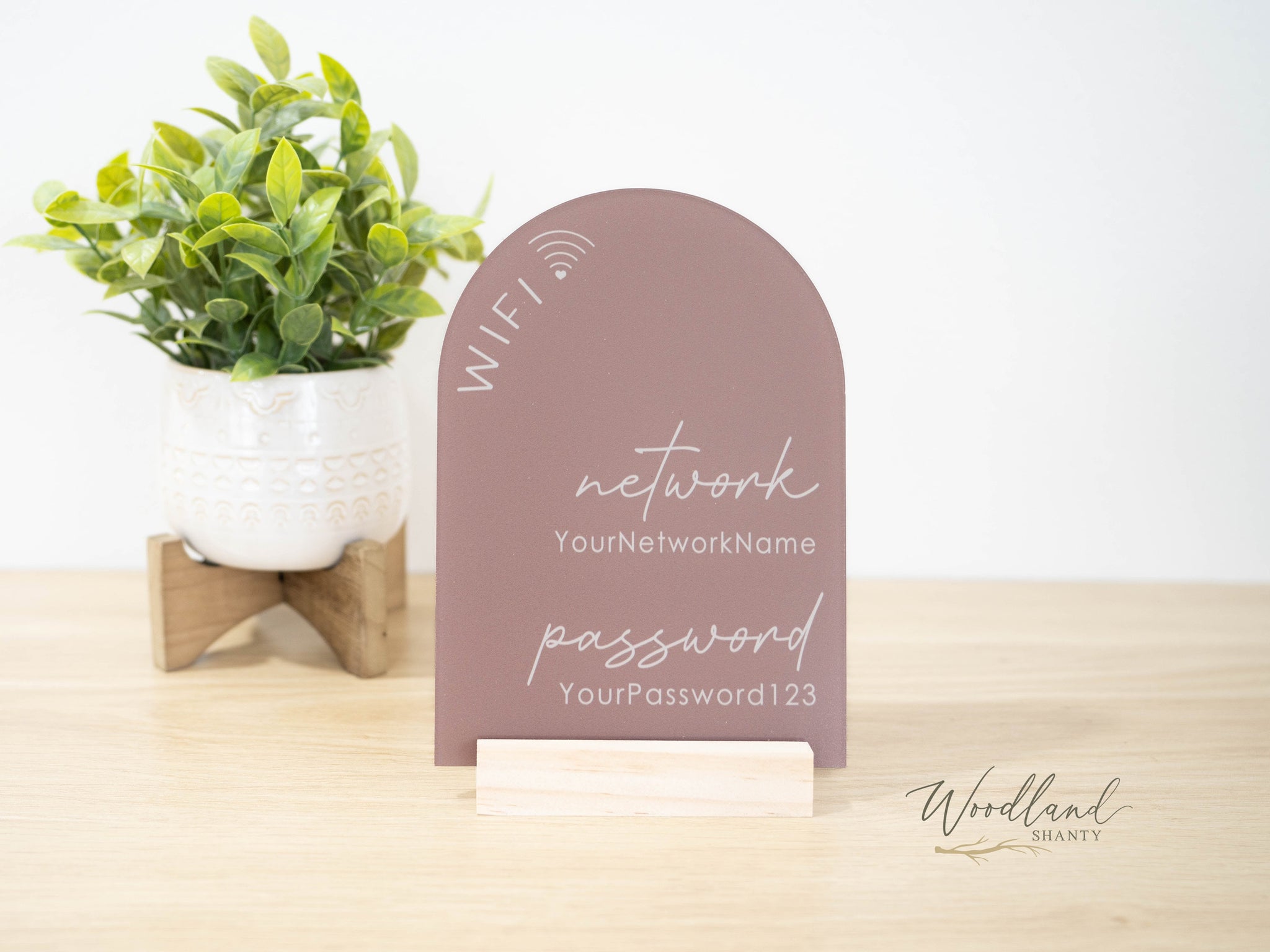 Custom Arch Wifi Sign with Network Name and Password - Woodland Shanty