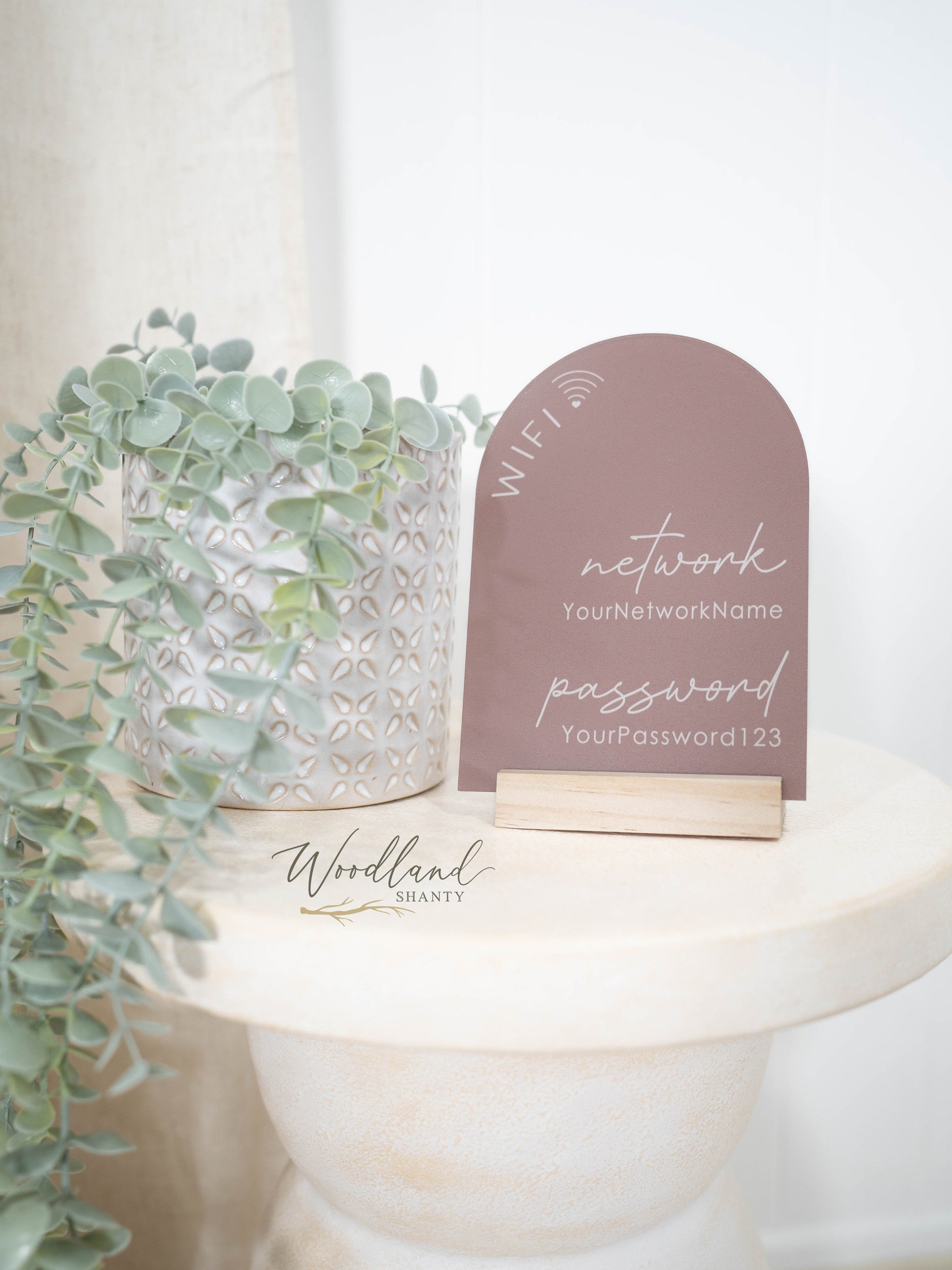 Custom Arch Wifi Sign with Network Name and Password - Woodland Shanty