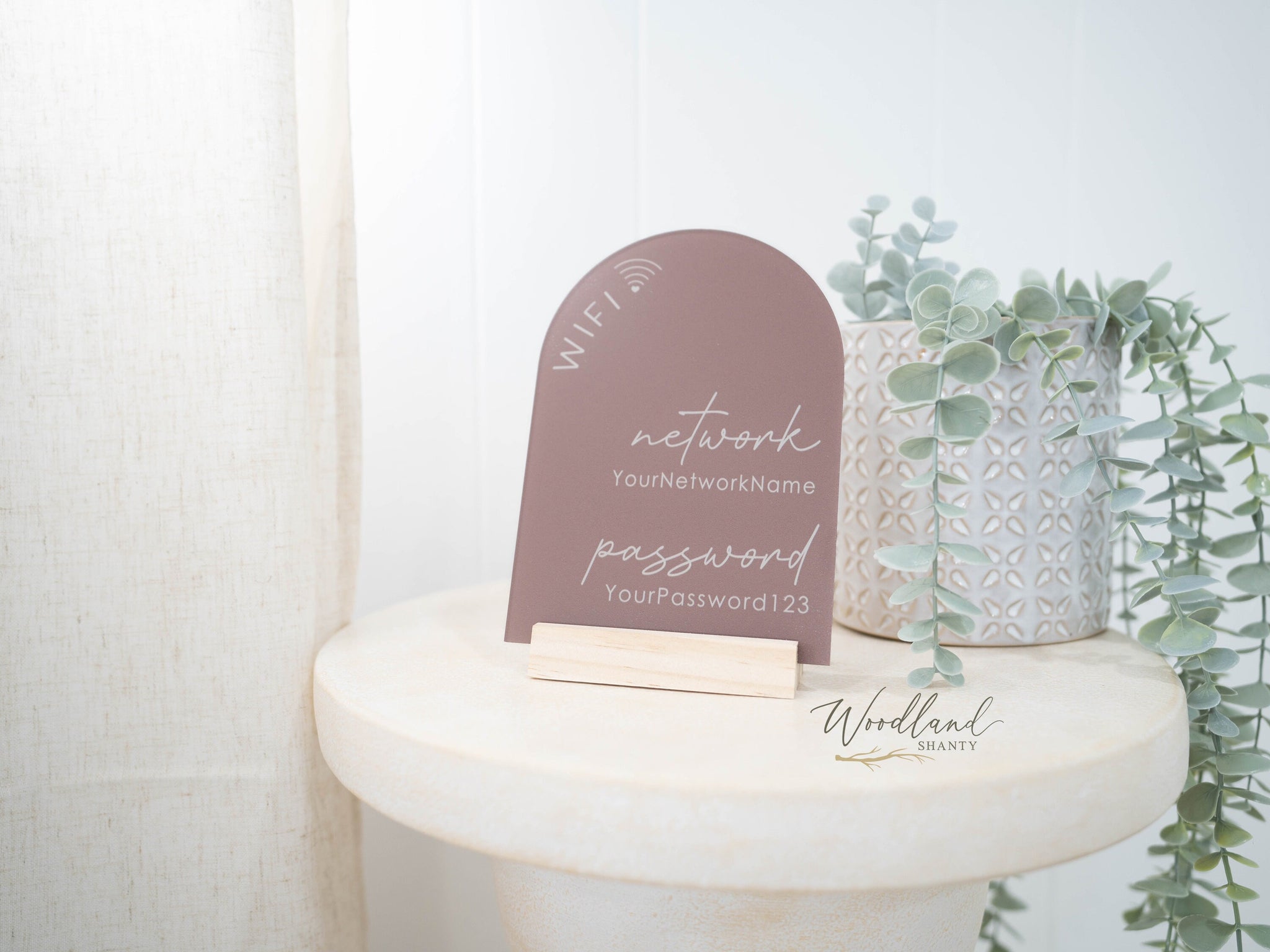 Custom Arch Wifi Sign with Network Name and Password - Woodland Shanty