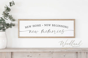 New Home Sign, New Home New Beginning New Memories Sign, Realtor Gift, Housewarming Gift, Personalized Home Sign, Custom Family Home Sign