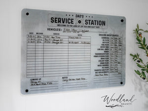 Vehicle Maintenance Dry-Erase Chart, Garage Notes Board, Fathers Day Gift Ideas, Personalized Gift for Dad who loves cars, trucks, garage