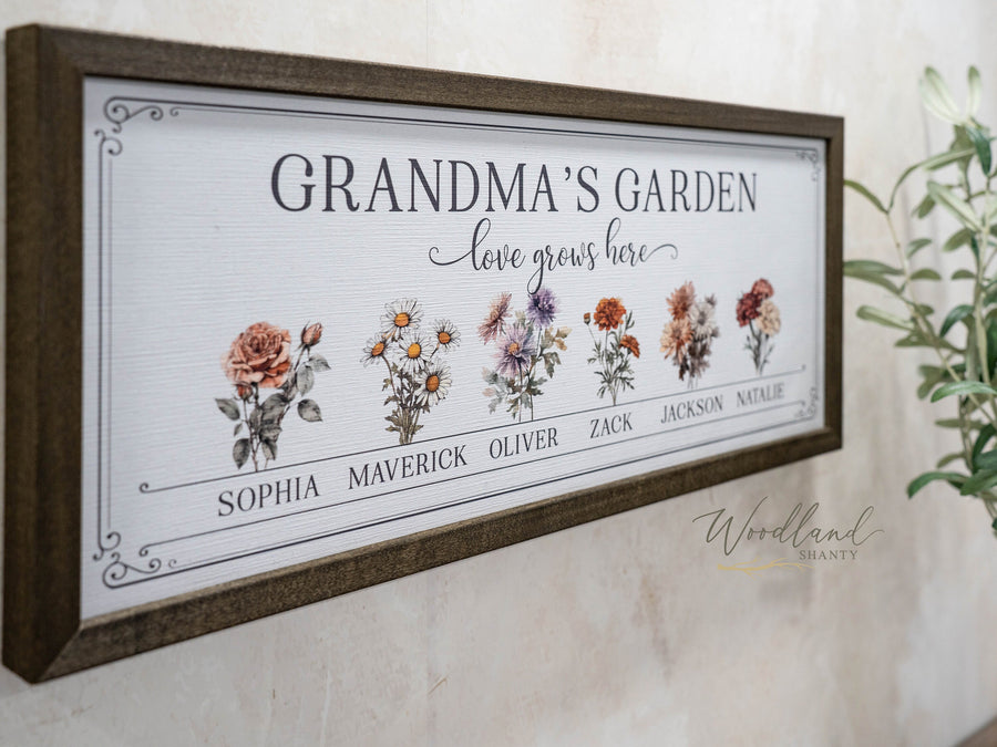 Framed Birth Month Flowers Sign