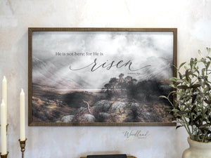 He is Risen Sign, He is not here, for He is Risen Wall Art