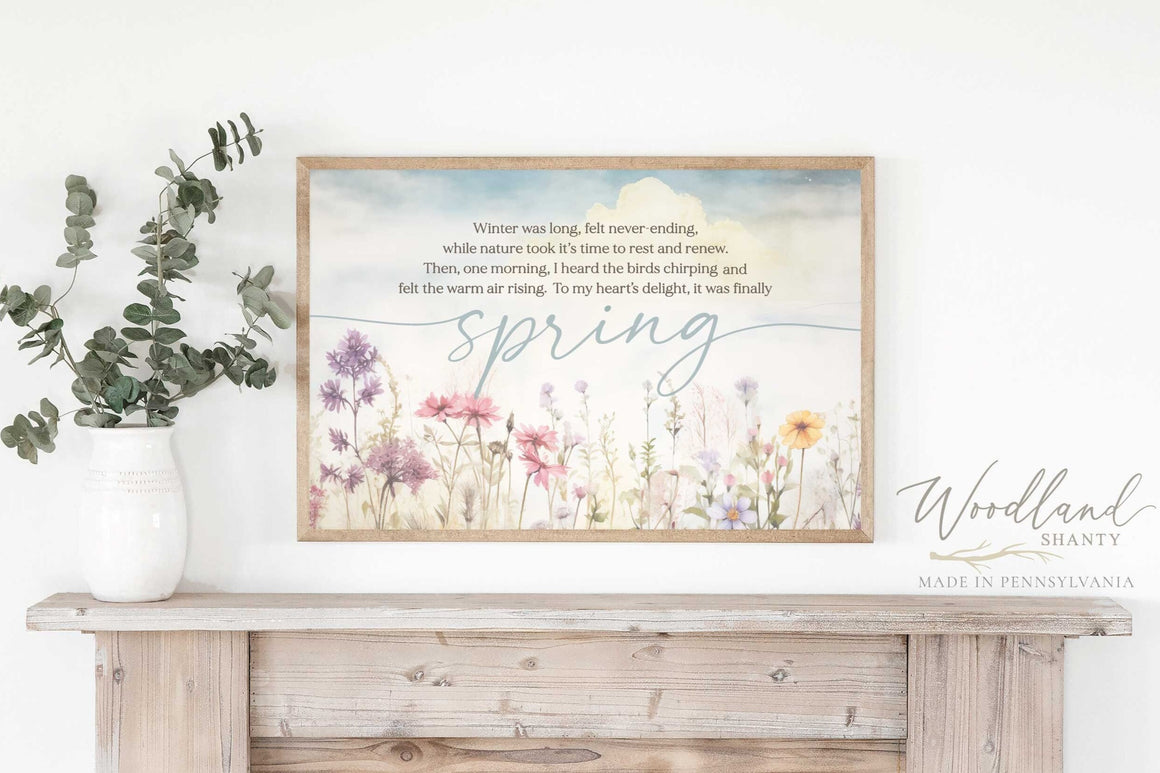 Inspirational Spring Floral Wall Art Sign, Spring Thoughts, Colorful Flower Spring Decor