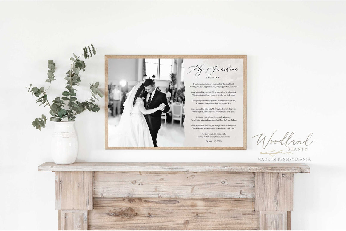 Father Daughter Wedding Dance Sign, Fathers Day Gift for Dad, Custom Personalized Framed Photo Print, Dad Birthday Gift