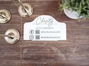 Personalized Desk Name Sign with Social Media QR Codes, Table Sign with Let's Connect and Follow, Checkout station sign